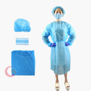 Blå engångs kirurgisk klänning